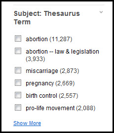 subject terms facet