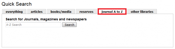 Image of quick search for journals